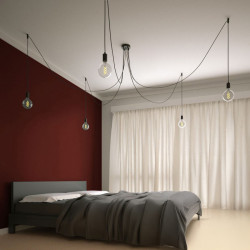 Suspension multiple OCTOPUS 5 Métal - câble Lin naturel