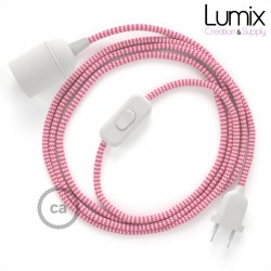 Tragbare Lampe mit flexiblem Zickzack-Textilkabel, Fuchsia-Seideneffekt