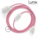 Tragbare Lampe mit flexiblem Zickzack-Textilkabel, Fuchsia-Seideneffekt