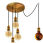 Suspension multiple rosace XXL 5 lampes prestige - Rosace et douilles laiton dorée