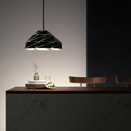 Suspension Polygon Art en métal noir opaque douille E27