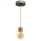 Suspension prestige porte-douille carré bois chêne blanc et rosace métal inox satiné Suspension prestige porte-douille carré bois chêne blanc et rosace métal inox satiné
