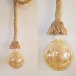Suspension simple grosse corde en jute diamètre 30 mm - douille E27 Bakélite