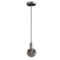 Suspension simple porte-douille et rosace inox satiné Suspension simple porte-douille et rosace inox satiné