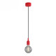 Suspension simple porte-douille et rosace silicone Rouge
