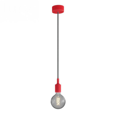 Suspension simple porte-douille et rosace silicone Rouge