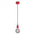 Suspension simple porte-douille et rosace silicone Rouge