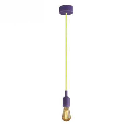 Suspension simple porte-douille et rosace silicone Violet