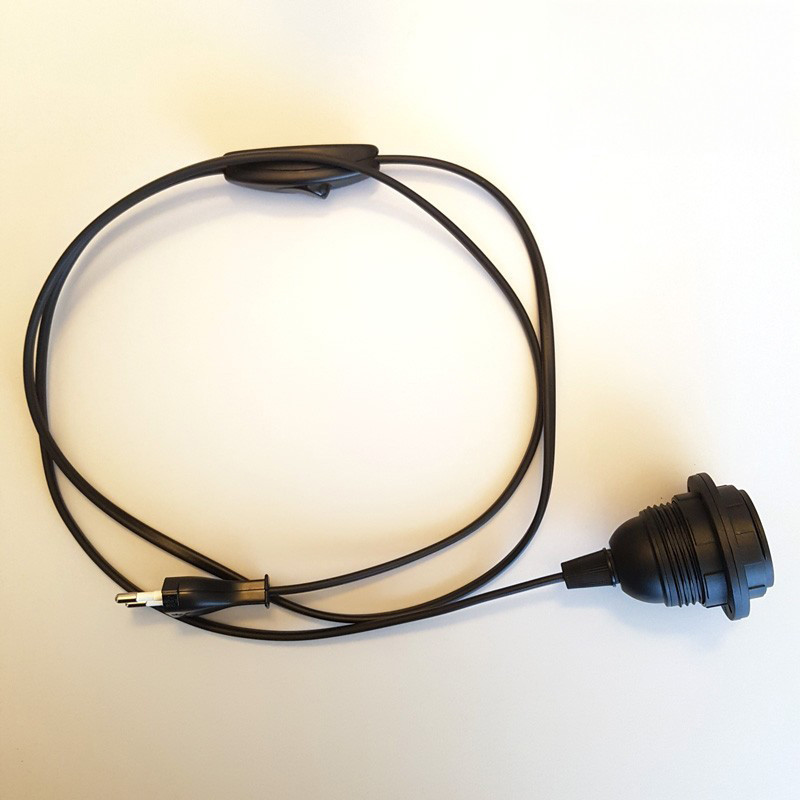 Cordon plastique NOIR pour lampe à suspendre douille E27 plastique