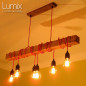 Poutre lumineuse bois de chêne massif 6 lampes douilles porcelaines noires 220V - environ 100 cm de long sur 7 x 7cm