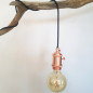 Lampe à suspendre douille vintage Cuivre à interrupteur rotatif intégré