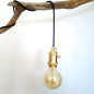 Lampe à suspendre douille vintage métal dorée à interrupteur rotatif intégré