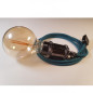 Lampe à suspendre douille vintage métal Perle noire de Tahiti avec interrupteur rotatif intégré et câble bleu lagon