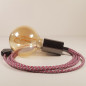 Lampe à suspendre type baladeuse porte-douille métal lisse Perle noire de Tahiti - Câble textile effet soie Pixel Lampe à suspendre type baladeuse porte-douille métal lisse Perle noire de Tahiti - Câble textile effet soie Pixel