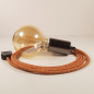 Lampe à suspendre type baladeuse porte-douille métal lisse Perle noire de Tahiti - Câble textile indian. Lampe à suspendre type baladeuse porte-douille métal lisse Perle noire de Tahiti - Câble textile indian.