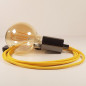Lampe à suspendre type baladeuse porte-douille métal lisse Perle noire de Tahiti - Câble textile jaune. Lampe à suspendre type baladeuse porte-douille métal lisse Perle noire de Tahiti - Câble textile jaune.