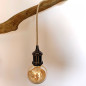Lampe baladeuse câble lin et douille vintage perle noire avec bague pour abat-jour