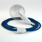 Lampe baladeuse câble textile BLEU, douille thermoplastique avec interrupteur intégré Lampe baladeuse câble textile BLEU, douille thermoplastique avec interrupteur intégré