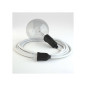 Lampe baladeuse câble textile BLANC, douille E27 bakélite noire avec interrupteur intégré