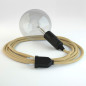 Lampe baladeuse câble textile EN JUTE NATUREL douille bakélite noire E27 avec interrupteur intégré Lampe baladeuse câble textile EN JUTE NATUREL douille bakélite noire E27 avec interrupteur intégré