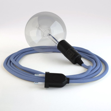 Lampe baladeuse E27 câble textile LILAS, douille bakélite avec interrupteur intégré