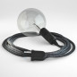 Lampe baladeuse câble textile Lin anthracite, douille bakélite noire E27 avec interrupteur intégré Lampe baladeuse câble textile Lin anthracite, douille bakélite noire E27 avec interrupteur intégré