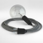 Lampe baladeuse câble textile Lin gris, douille bakélite noire E27 avec interrupteur intégré Lampe baladeuse câble textile Lin gris, douille bakélite noire E27 avec interrupteur intégré