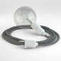 Lampe baladeuse câble textile LIN GRIS, douille thermoplastique avec interrupteur intégré Lampe baladeuse câble textile LIN GRIS, douille thermoplastique avec interrupteur intégré