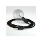 Lampe baladeuse câble textile NOIR, douille E27 bakélite noire avec interrupteur intégré