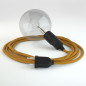 Lampe baladeuse câble textile OR, douille bakelite noire E27 avec interrupteur intégré Lampe baladeuse câble textile OR, douille bakelite noire E27 avec interrupteur intégré