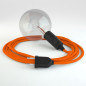 Lampe baladeuse câble textile ORANGE, douille thermoplastique avec interrupteur intégré