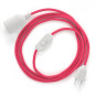 Lampe baladeuse câble textile souple Fuchsia effet soie