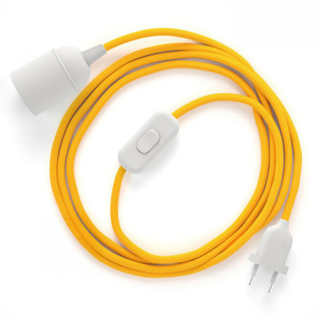 Lampe baladeuse câble textile souple Jaune et douille lisse blanche