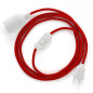 Lampe baladeuse câble textile souple rouge effet soie