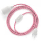 Lampe baladeuse câble textile souple zig-zag Fuchsia effet soie