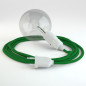 Lampe baladeuse câble textile VERT FONCÉ, douille thermoplastique avec interrupteur intégré