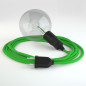 Lampe baladeuse câble textile VERT LIME, douille E27 bakélite noire avec interrupteur intégré