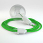 Lampe baladeuse câble textile VERT LIME, douille thermoplastique avec interrupteur intégré