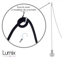 Suspension multiple OCTOPUS  céramique 7 lampes - câble textile extra-souple NOIR