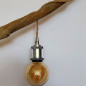 Lampe baladeuse fil jute torsadé et douille vintage chromée avec bague pour abat-jour