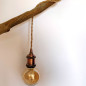 Lampe baladeuse fil jute torsadé et douille vintage cuivre avec bague pour abat-jour