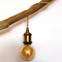 Lampe baladeuse fil jute torsadé et douille vintage dorée avec bague pour abat-jour