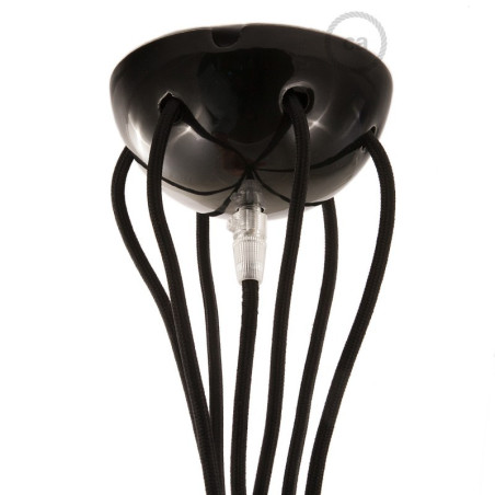Suspension multiple OCTOPUS 6 Céramique - câble textile extra-souple NOIR