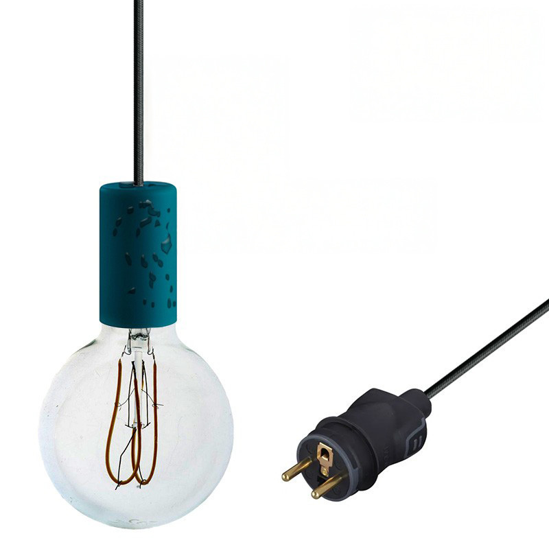 Lampe baladeuse à suspendre utilisable à l'extérieur - De 3 à 10 mètres de câble textile IP65 - 3 couleurs de douilles lisses