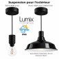 Lampe en suspension pour l'extérieur - Luminaire sur-mesure étanche IP65 - Porte-Douille silicone noire à bague