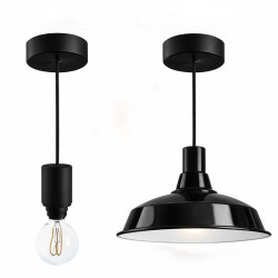 Lampe en suspension pour l'extérieur - Luminaire sur-mesure étanche IP65 - Porte-Douille silicone blanc à bague
