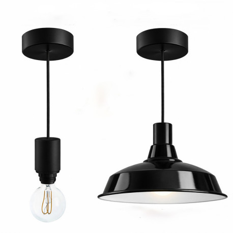 Lampe en suspension pour l'extérieur - Luminaire sur-mesure étanche IP65 - Porte-Douille silicone blanc à bague