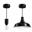 Lampe en suspension pour l'extérieur - Luminaire sur-mesure étanche IP65 - Porte-Douille silicone noire à bague