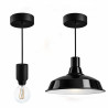 Lampe en suspension pour l'extérieur - Luminaire sur-mesure étanche IP65 - Porte-Douille silicone noire à bague