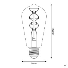 Ampoule LED Dorée Ligne 5V Filament à spirale Edison ST64 1,3W 80Lm E27 2500K Dimmable - B01
